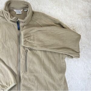 L.L.Bean Mens 2XL Tall Fleece Jacket Beige Full Zip Outdoor Hiking Layer Coat‎